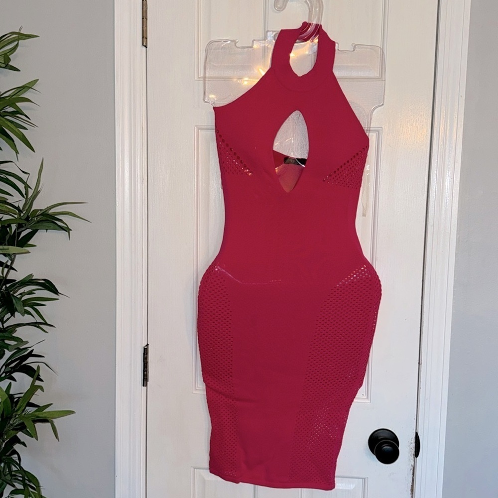 Hera collection halter knitted and fitted peep holes dress NWT S